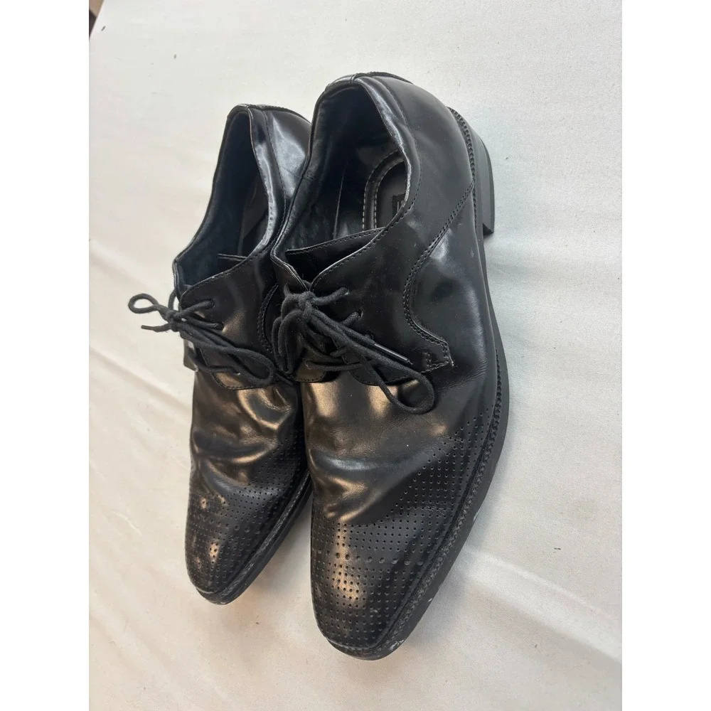 Stacy Adams Mens Black Leather Perforated Toe Oxford Dress Shoes 20110-001 9M